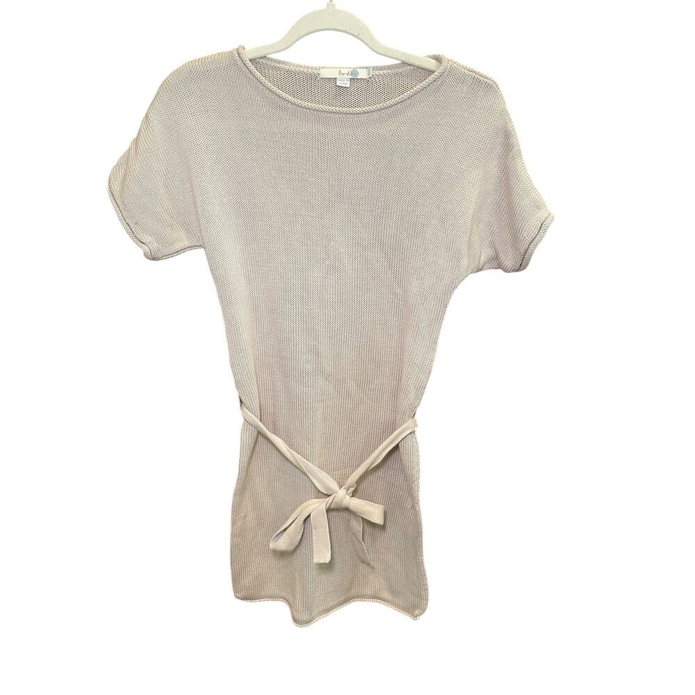 Boden Women US 2 Knit Sweater Dress Mini Sweater Dress Beige Cream Short Sleeves